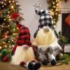 Gerson International Tabletop Items*Set Of 2 Christmas Lighted Gnome Figurines, Black And Red