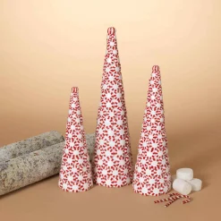 Gerson International Tabletop Items*Set Of 3 Clay Whimsical Traditional Peppermint Candy Trees