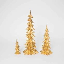 Gerson International Tabletop Items*Set Of 3 Elegant Gold Christmas Trees