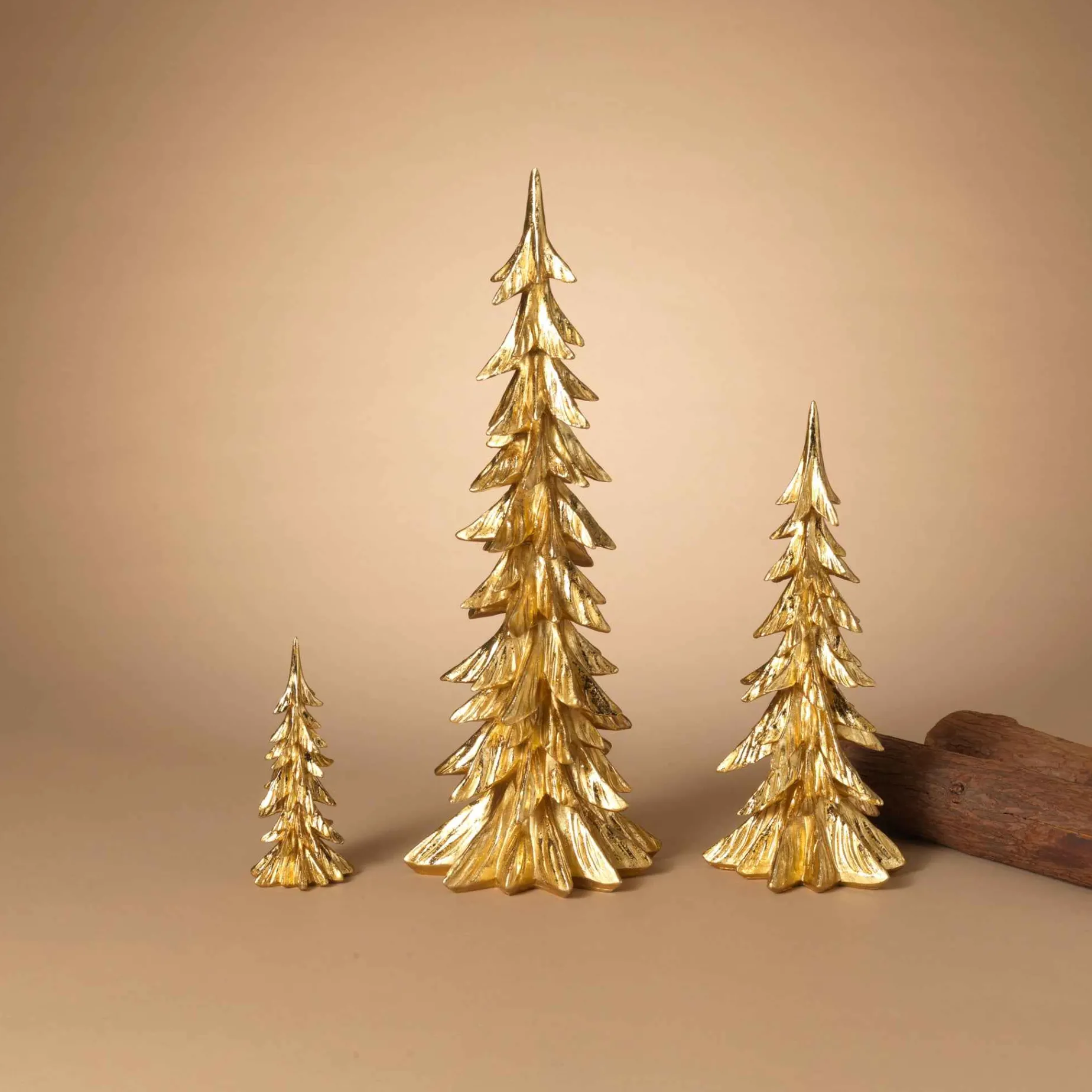 Gerson International Tabletop Items*Set Of 3 Elegant Gold Christmas Trees
