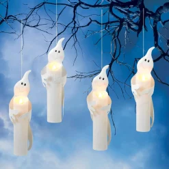 Gerson International Ligthed Items*Set Of 4 Floating Halloween Ghost Candles With Remote, Timer