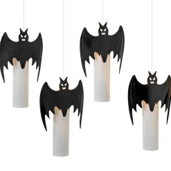 Gerson International Ligthed Items*Set Of 4 Floating Halloween Bat Candles With Remote, Timer