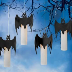 Gerson International Ligthed Items*Set Of 4 Floating Halloween Bat Candles With Remote, Timer