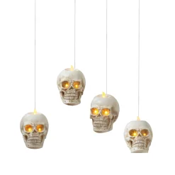 Gerson International Ligthed Items*Set Of 4 Floating Halloween Skull Candles With Remote, Timer
