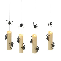 Gerson International Ligthed Items*Set Of 4 Floating Halloween Spider Candles With Remote, Timer