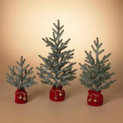 Gerson International Tabletop Items*Set Of 3 Holiday Pine Trees With Christmas Jingle Bell Base