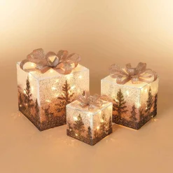 Gerson International Lawn And Outdoor Decor*Set Of 3 Holiday Vine Christmas Present Led Outdoor Yard Decor