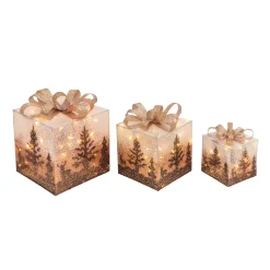 Gerson International Lawn And Outdoor Decor*Set Of 3 Holiday Vine Christmas Present Led Outdoor Yard Decor