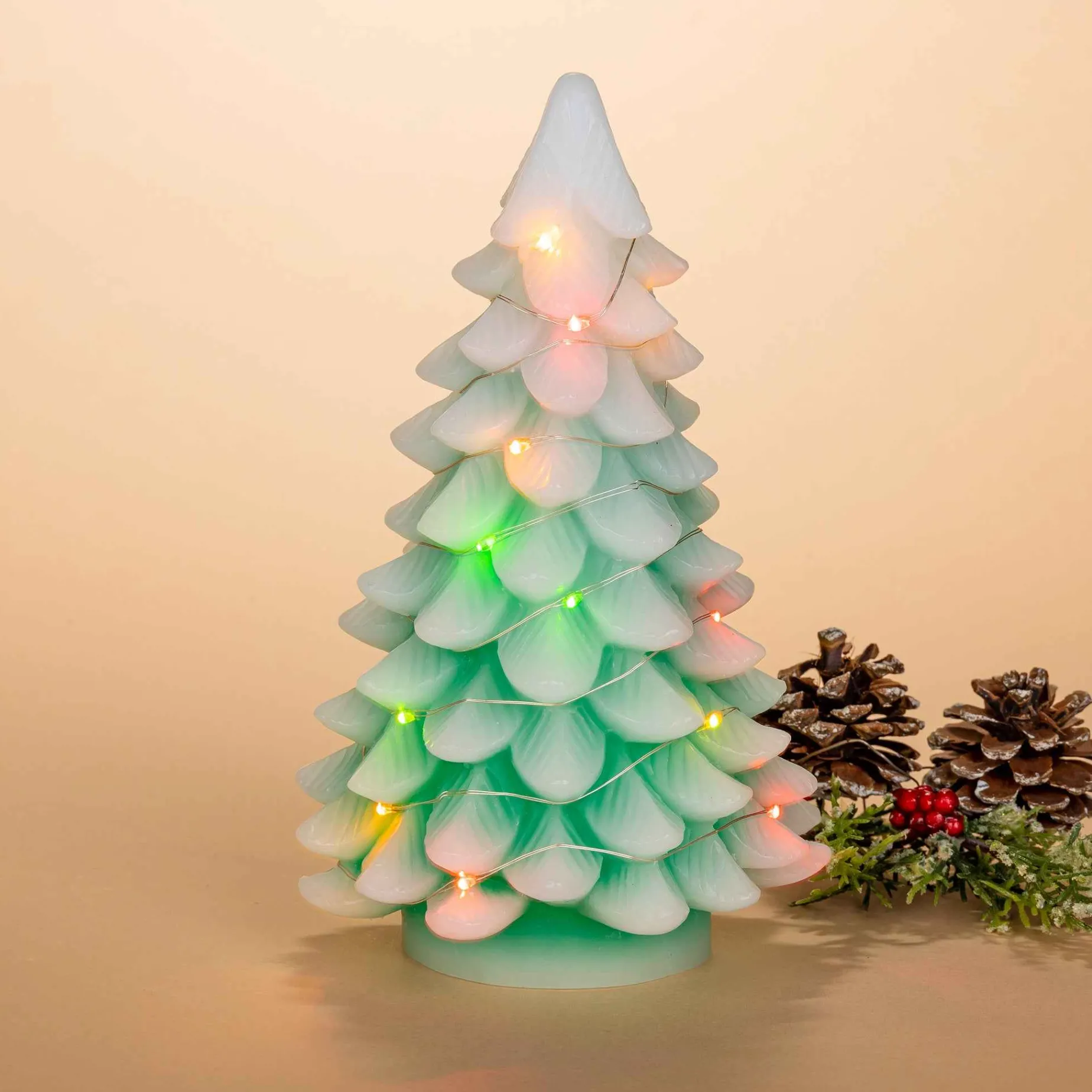 Gerson International Tabletop Items*Set Of 2 9.05-In H Battery- Operated Lighted Green Christmas Tree With Color Changing Led Lights