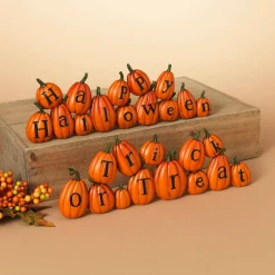 Gerson International Signs*Set Of 2 13.7-In Resin Long Pumpkins Perched Askew Spelling Out Halloween Messages
