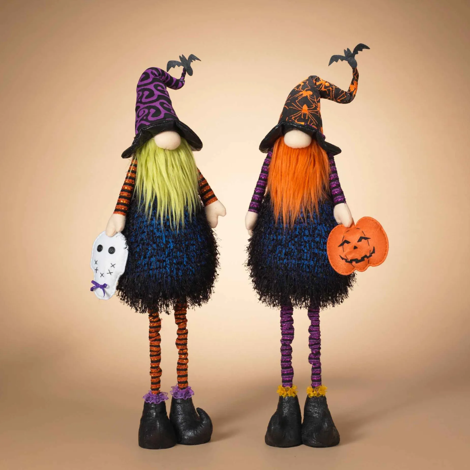 Gerson International Tabletop Pieces*Set Of 2 Lighted Whimsical Halloween Gnomes With Flexible Legs