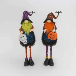 Gerson International Tabletop Pieces*Set Of 2 Lighted Whimsical Halloween Gnomes With Flexible Legs