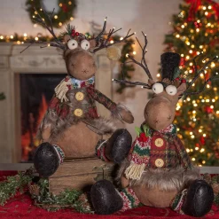 Gerson International Tabletop Items*Set Of 2 Moose Christmas Holiday Decor With Lighted Antlers