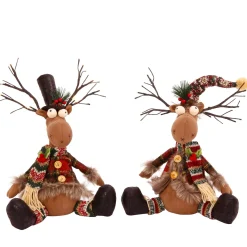 Gerson International Tabletop Items*Set Of 2 Moose Christmas Holiday Decor With Lighted Antlers