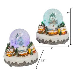 Gerson International Tabletop Items*Set Of 2 Musical Light Snow Globe With Christmas Village Scene