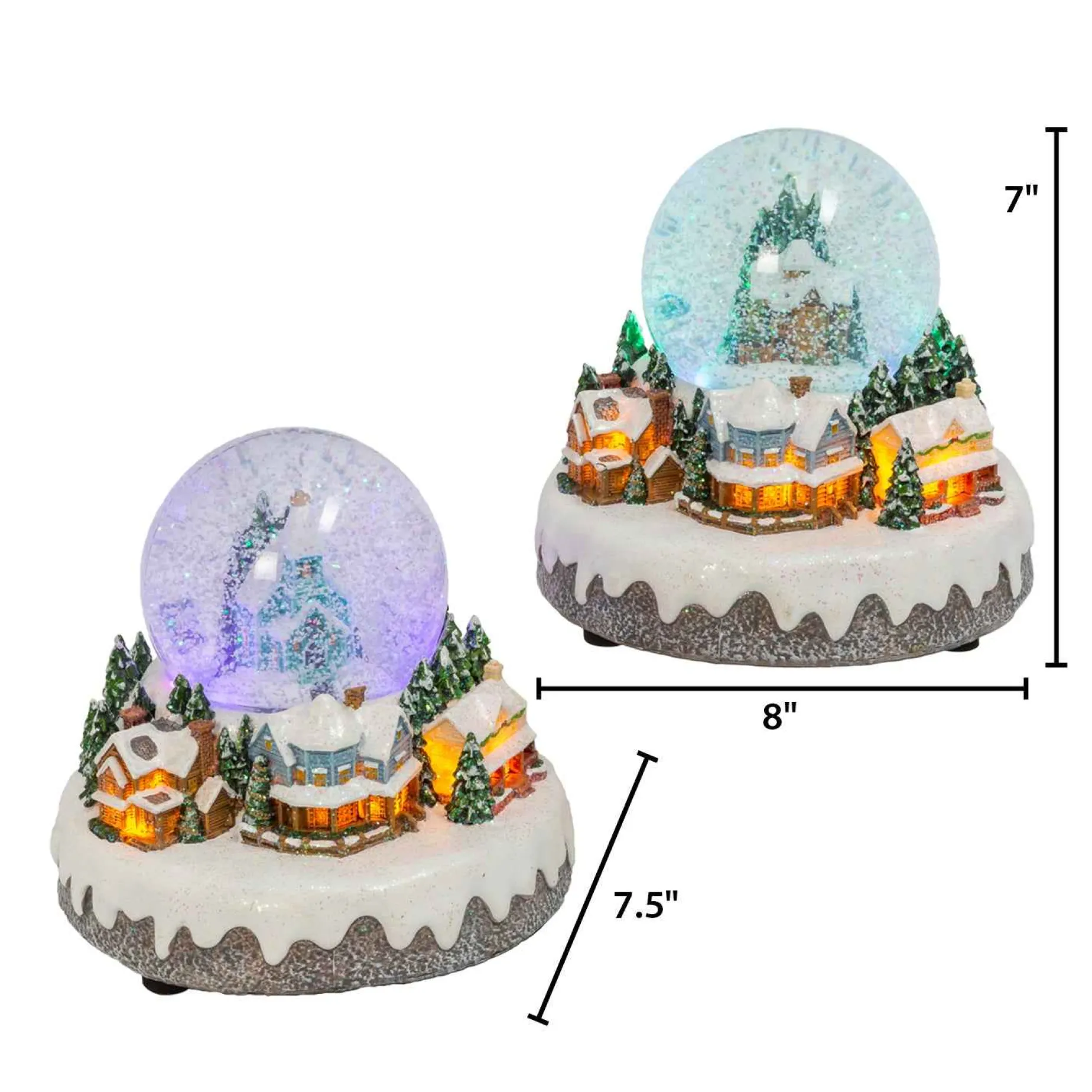 Gerson International Tabletop Items*Set Of 2 Musical Light Snow Globe With Christmas Village Scene