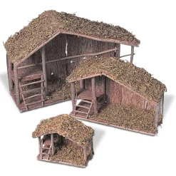 Gerson International Nativities*Set Of 3 Nested Solid Wood Nativity Stables