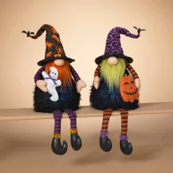 Gerson International Tabletop Pieces*Set Of 2 Plush Lighted Halloween Shelf Sitter Gnomes, Battery Operated