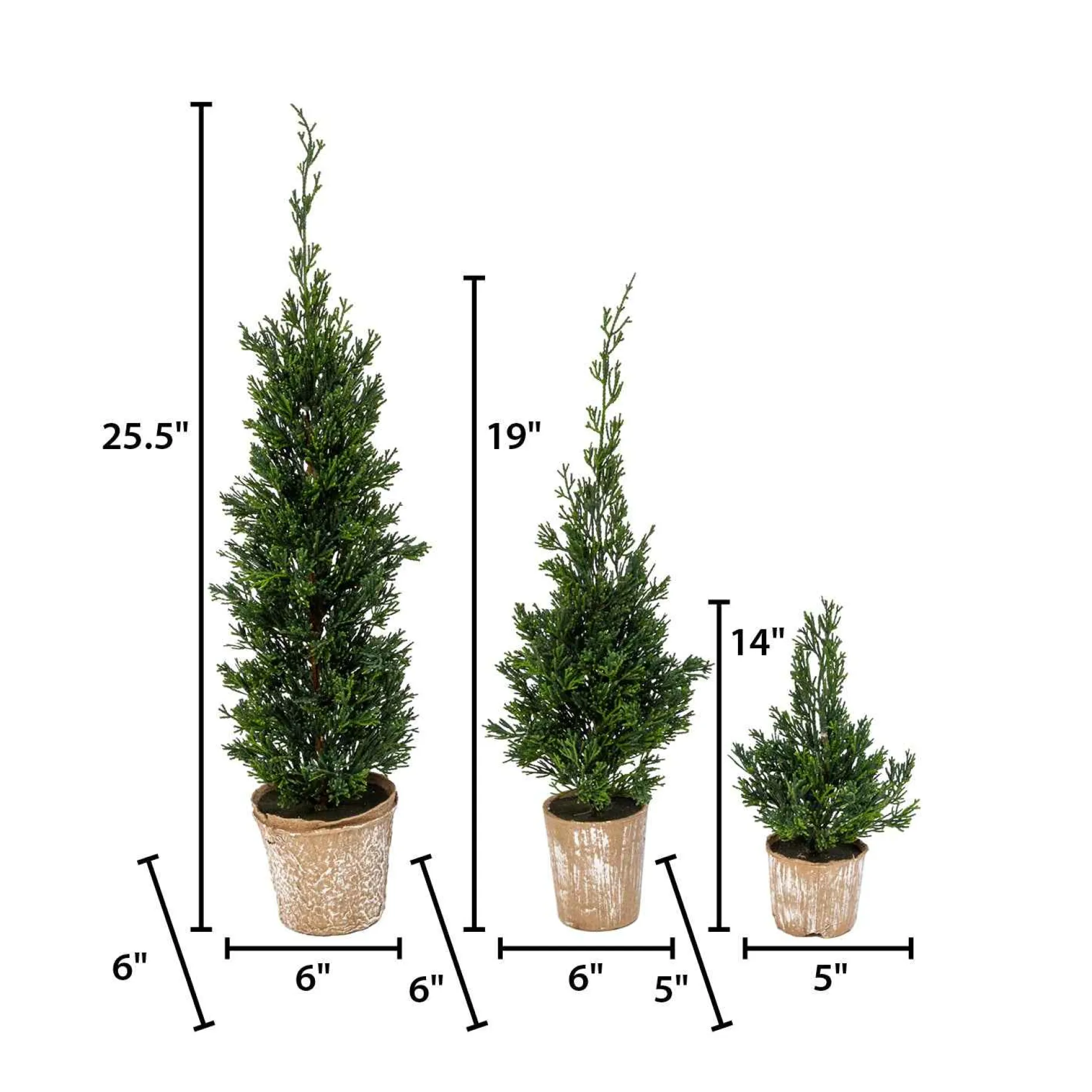 Gerson International Tabletop Items*Set Of 3 Slim Potted Christmas Trees