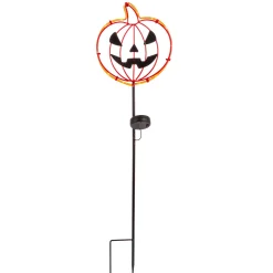 Gerson International Lawn & Outdoor Decor*Set Of 2 Solar Metal Pumpkin Lantern Yard Stake, Outdoor Decor