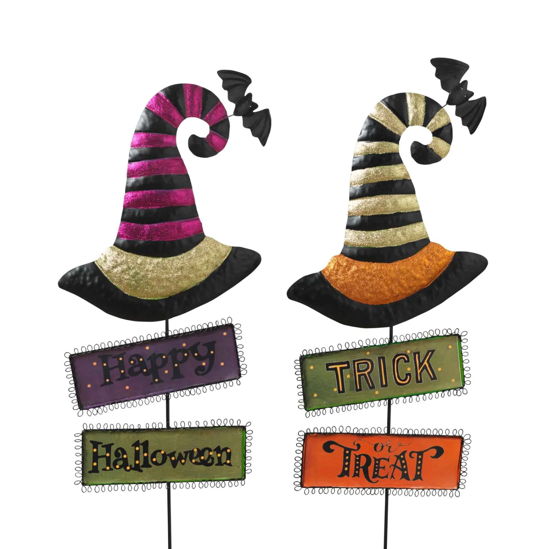 Gerson International Lawn & Outdoor Decor*Set Of 2 Spooky Halloween Witch Hat Yard Stake, Outdoor Decor