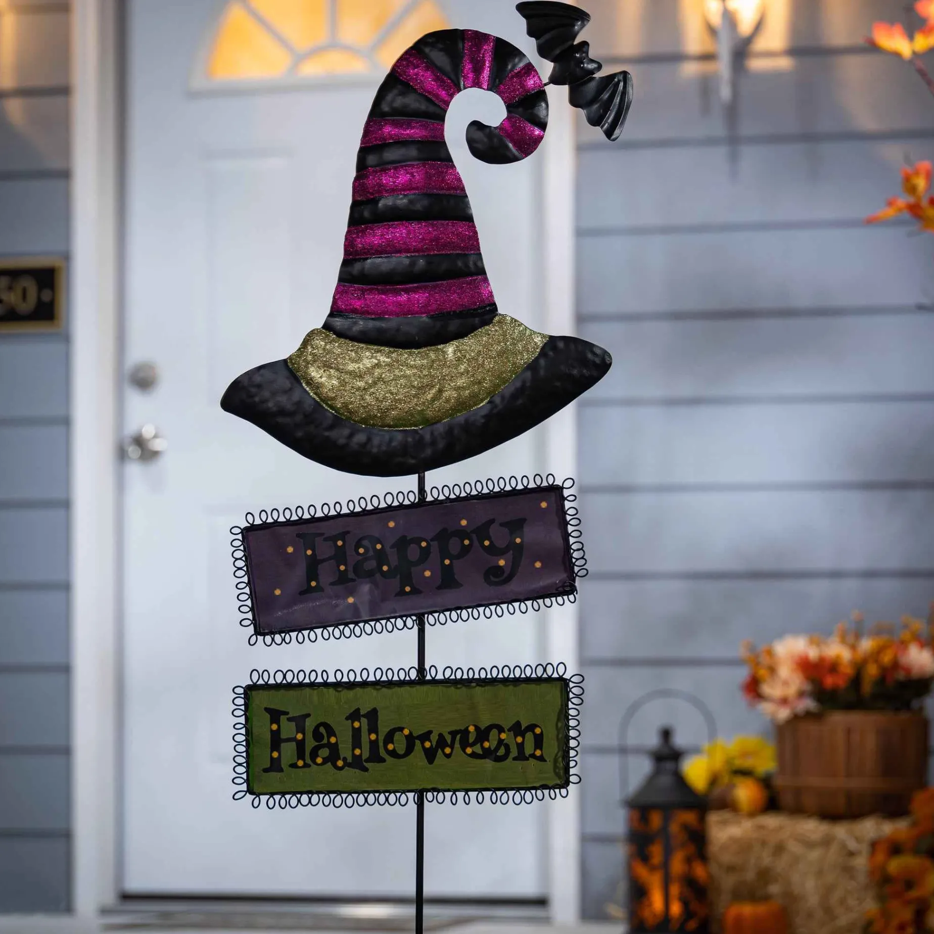 Gerson International Lawn & Outdoor Decor*Set Of 2 Spooky Halloween Witch Hat Yard Stake, Outdoor Decor