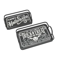 Gerson International Tabletop Pieces*Set Of 2 Spooky Happy Halloween Trays, Trick Or Treat Decor