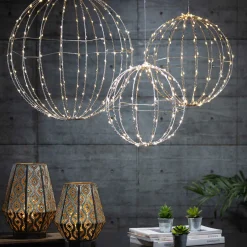 Gerson International Accent Lighting*Set Of 3 Whimsical Lighted Metal Spheres, Warm White Leds