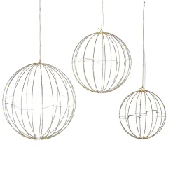 Gerson International Accent Lighting*Set Of 3 Whimsical Lighted Metal Spheres, Warm White Leds