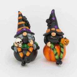 Gerson International Tabletop Pieces*Set Of 2 Whimsical Lighted Spooky Halloween Gnomes Decor