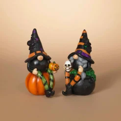 Gerson International Tabletop Pieces*Set Of 2 Whimsical Lighted Spooky Halloween Gnomes Decor