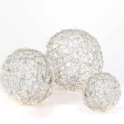 Gerson International Accent Lighting*Set Of 3 White Modern Organic Vine Balls, Battery Operated Led