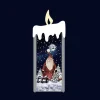 Arys Imports Snow Machines*Silver Snowing Flat Candle With Santa