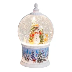 Arys Imports Waterglobes & Lanterns*Snowball Winter Scene Base With Led Light Up Snowman And Deer Scene Spinning Glitter Waterglobe