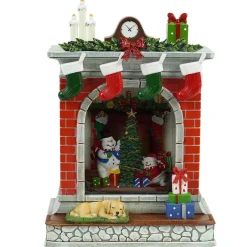 Arys Imports Waterglobes & Lanterns*Stockings On Fireplace With Led Light Up Snowman Family Scene Spinning Glitter Waterglobe