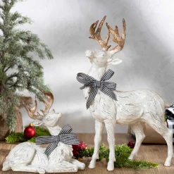 Gerson International Tabletop Items*Traditional Christmas Decor White Gold Reindeer Table Accent