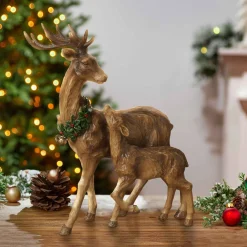 Gerson International Tabletop Items*Traditional Christmas Reindeer Decor With Baby Tabletop Accent