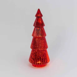 Gerson International Tabletop Items*Traditional Vintage Lighted Handblown Red Mercury Glass Tree
