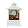 Arys Imports Waterglobes & Lanterns*White Antique Lantern With Led Light Up Santa And Mrs Claus Scene Spinning Glitter Waterglobe