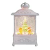 Arys Imports Waterglobes & Lanterns*White Antique Lantern With Led Light Up Gingerbread Children Scene Spinning Glitter Waterglobe