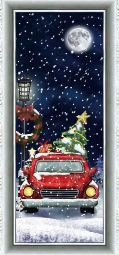 Arys Imports Snow Machines*White Frame Snowing Wall Plaque With Red Car