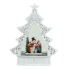 Arys Imports Waterglobes & Lanterns*White Scroll Design Christmas Tree With Led Warm White Light Up Snowman And Kids Scene Spinning Glitter Waterglobe