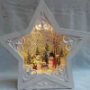 Arys Imports Waterglobes & Lanterns*White Star Scroll Design With Led Warm White Light Up Snowman Family Scene Spinning Glitter Waterglobe