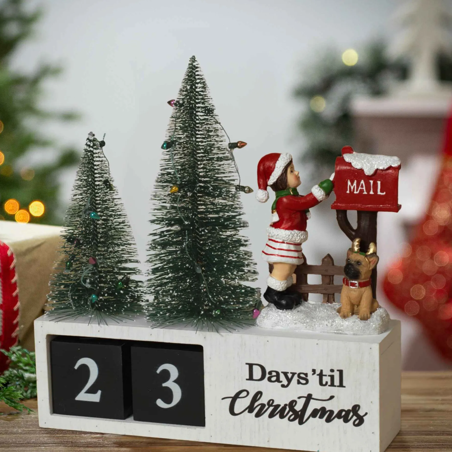 Gerson International Tabletop Items*Wood Traditional Christmas Holiday Countdown Calendar Decor